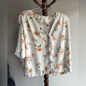 Elodie Cream and Orange Floral Blouse